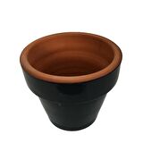 ANTRASİT RENK SIRLI EL YAPIMI KÜÇÜK BOY TOPRAK SAKSI (12*12 CM)