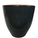 ANTRASİT RENK SIRLI , EL YAPIMI TOPRAK SAKSI 36*38 CM)