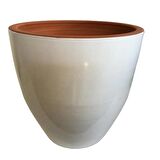 BEYAZ RENK SIRLI , EL YAPIMI TOPRAK SAKSI 36*38 CM)