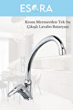 Krom Mermerden Tek Su Çıkışlı Lavabo Bataryası