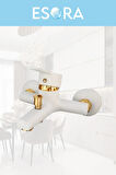 Beyaz Gold Banyo Duş Bataryası Çift Su Girişli Yerli Üretim