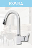 Krom Dubai Robot Duş Seti , Beyaz Delta Eviye , Lavabo , Banyo Bataryası 4’lü Set