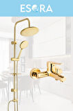 Gold Yuvarlak Robot Duş Seti , Banyo Bataryası 2’li Set