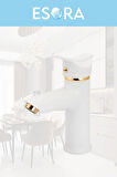 Gold Kare Robot Duş Seti , Beyaz Gold Sabit Lavabo , Banyo Bataryası 3’lü Set