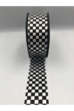 Dama Desen/ekose Siyah Beyaz Kurdele (3.5 cm Genişlik - 5mt Uzunluk)