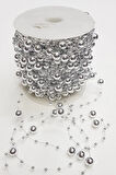 10 Metre GÜMÜŞ Misinalı Şerit Inci Boncuk Şerit Çiçek Süsleme Dekorasyon Boncuğu