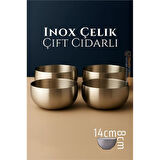 Çift Cidarlı Kase - Inox Çelik Kase  14 cm 4 LÜ SET