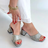 Luart Platin Simli Topuklu Terlik