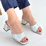 Luart Gümüş Simli Topuklu Terlik