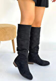 Winda Siyah Süet Körüklü Çizme