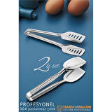 Modacar Mutfak Maşa Seti - Makarna Pasta Salata Çok Amaçlı Maşa 2 li SET 304 Paslanmaz Çelik