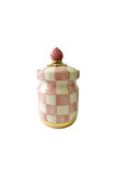 Damalı Pembe 20cm Seramik Kavanoz