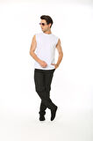 Erkek Tank Sıfır Kol Pamuk T-Shirt Beyaz