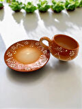 Dekoratif Şık Tasarım Tamamen El Yapımı Kahverengi 1 Kişilik Kahve Fincanı