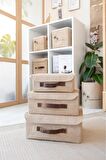 Jüt Kapaklı Dolap İçi Organizer Takı, Makyaj, Banyo, Ofis Düzenleyici Saklama Kutusu 35x26x15 cm