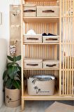 Jüt Kapaklı Dolap İçi Organizer Takı, Makyaj, Banyo, Ofis Düzenleyici Saklama Kutusu 35x26x15 cm