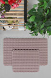 Modern Bubble Yıkanabilir Kaymaz Peluş Banyo Paspası Halısı 2'li Klozet Takımı 50x80-50x40cm Pembe