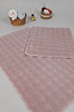 Modern Bubble Yıkanabilir Kaymaz Peluş Banyo Paspası Halısı 2'li Klozet Takımı 50x80-50x40cm Pembe