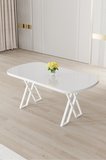 Arvon Serisi MDF 90x168 Sabit Beyaz Mutfak Masa Takımı 6 Antrasit Sandalye