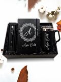Kişiye Özel Çelik Bardak Termos & Defter & Kalem Hediye Seti