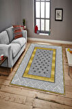GRİ-GOLD Modern Çerçeve Desen Halı B1305