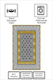 GRİ-GOLD Modern Çerçeve Desen Halı B1305