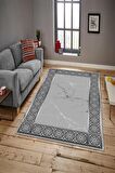 Gri Pvc Deri Kaymaz Taban Modern Salon Saçaksız Halı B1317-1
