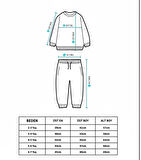 Erkek Çocuk  Ekru Güneş Ay Pamuklu 3 İplik Fırçalı Kumaş Alt Üst Eşofman Takımı 