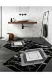 Siyah  Kaymaz Taban Tasarım Banyo Paspas  BB-128