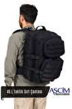 Ascim 46 Litre Su Geçirmez Cordura Kumaş Taktik Askeri Kamp Yürüyüş Sırt Çantası