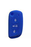 2 Adet Citroen C4 C5 C-quatre Uyumlu Silikon Anahtar Koruma Kılıfı Siyah Ve Mavi Renk