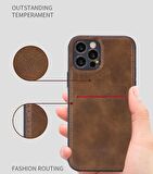 Samsung Galaxy M12 Kartlıklı Rich Boss Lüx Deri Kılıf Koyu Kahverengi