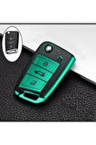 Octavia Ibiza Ateca Leon 2013 Toledo Golf 7 Uyumlu Lüks Anahtar Koruma Kabı Yeşil Renk