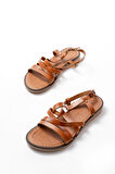 ASFSTORE 205-017 Taba Ortopedik Hakiki Deri Kadın Sandalet 