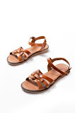ASFSTORE 205-030 Taba Hakiki Deri Ortopedik Taban Kadın Sandalet 