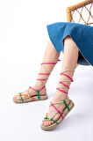 ASFSTORE 1001-1001 Multi Bilekten Bağcıklı Kadın Sandalet