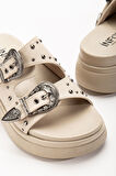 ASFSTORE 24422-1180 Bej Dolgu Topuk Kadın Sandalet