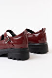 ASFSTORE 745-771 Bordo Rugan Kadın Günlük Yüksek Tabanlı Loafer Ayakkabı
