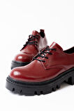 ASFSTORE 868-754 Bordo Rugan Bağcıklı Günlük Yüksek Tabanlı Loafer Ayakkabı