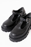 ASFSTORE 868-757 Siyah Günlük Yüksek Tabanlı Loafer Ayakkabı