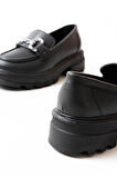 ASFSTORE 745-773 Siyah Günlük Yüksek Tabanlı Loafer Ayakkabı