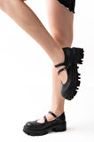 ASFSTORE 868-756 Siyah Günlük Yüksek Tabanlı Loafer Ayakkabı 