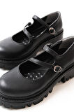 ASFSTORE 868-756 Siyah Günlük Yüksek Tabanlı Loafer Ayakkabı 
