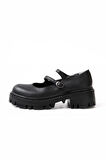 ASFSTORE 868-756 Siyah Günlük Yüksek Tabanlı Loafer Ayakkabı 