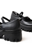 ASFSTORE 868-756 Siyah Günlük Yüksek Tabanlı Loafer Ayakkabı 