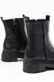ASFSTORE 812-2012 Siyah Fermuarlı Günlük Kadın Bot