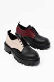 ASFSTORE 868-754 Siyah Garni Bağcıklı Günlük Yüksek Tabanlı Loafer Ayakkabı