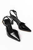 ASFSTORE ST-004 Siyah Rugan Günlük 7 cm Topuklu Bayan Ayakkabı