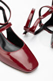 ASFSTORE ST-003 Bordo Rugan Günlük 4 cm Topuklu Bayan Ayakkabı