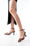 ASFSTORE ST-004 Leopar Günlük 7 cm Topuklu Bayan Ayakkabı